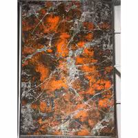 فرش ماشینی کاشان طرح وینتیج برجسته رنگ نارنجی 6 متری 