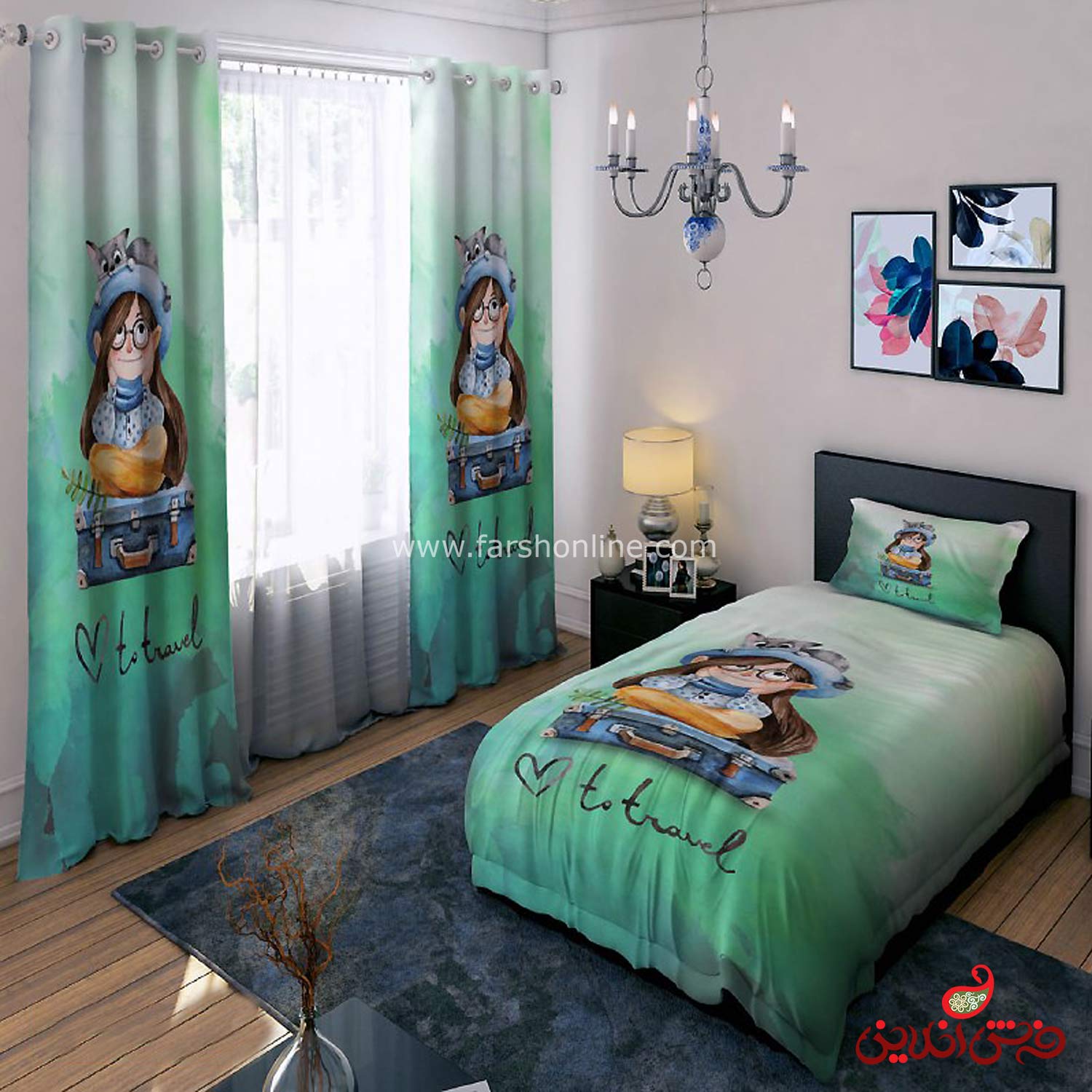 روتختی طرح دختر و چمدان کد 15593