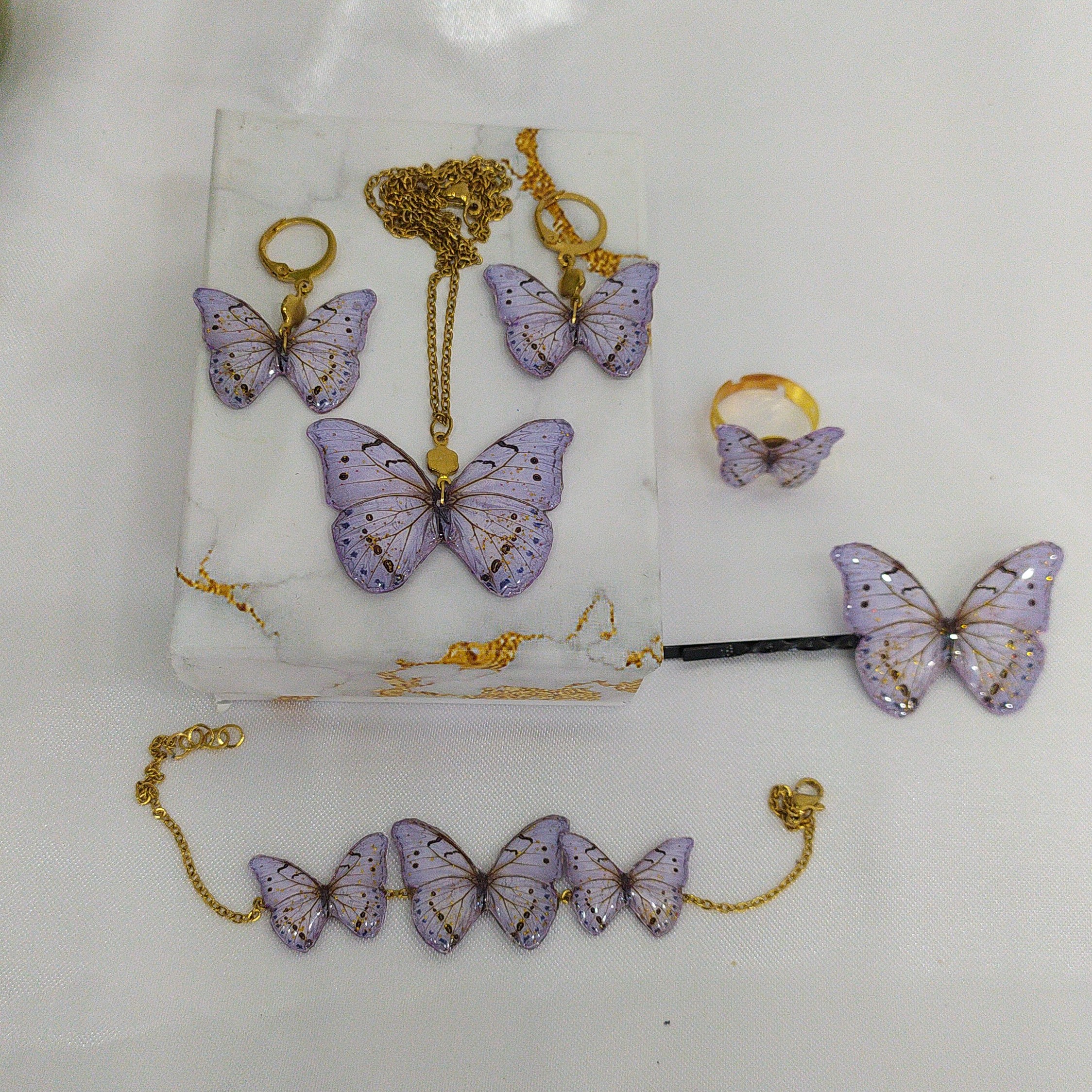 ست پنج تکه پروانه یاسی رزینی