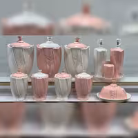 ست پاسماوری 14 پارچه مدل استیج گلدار رنگ سفید صورتی 