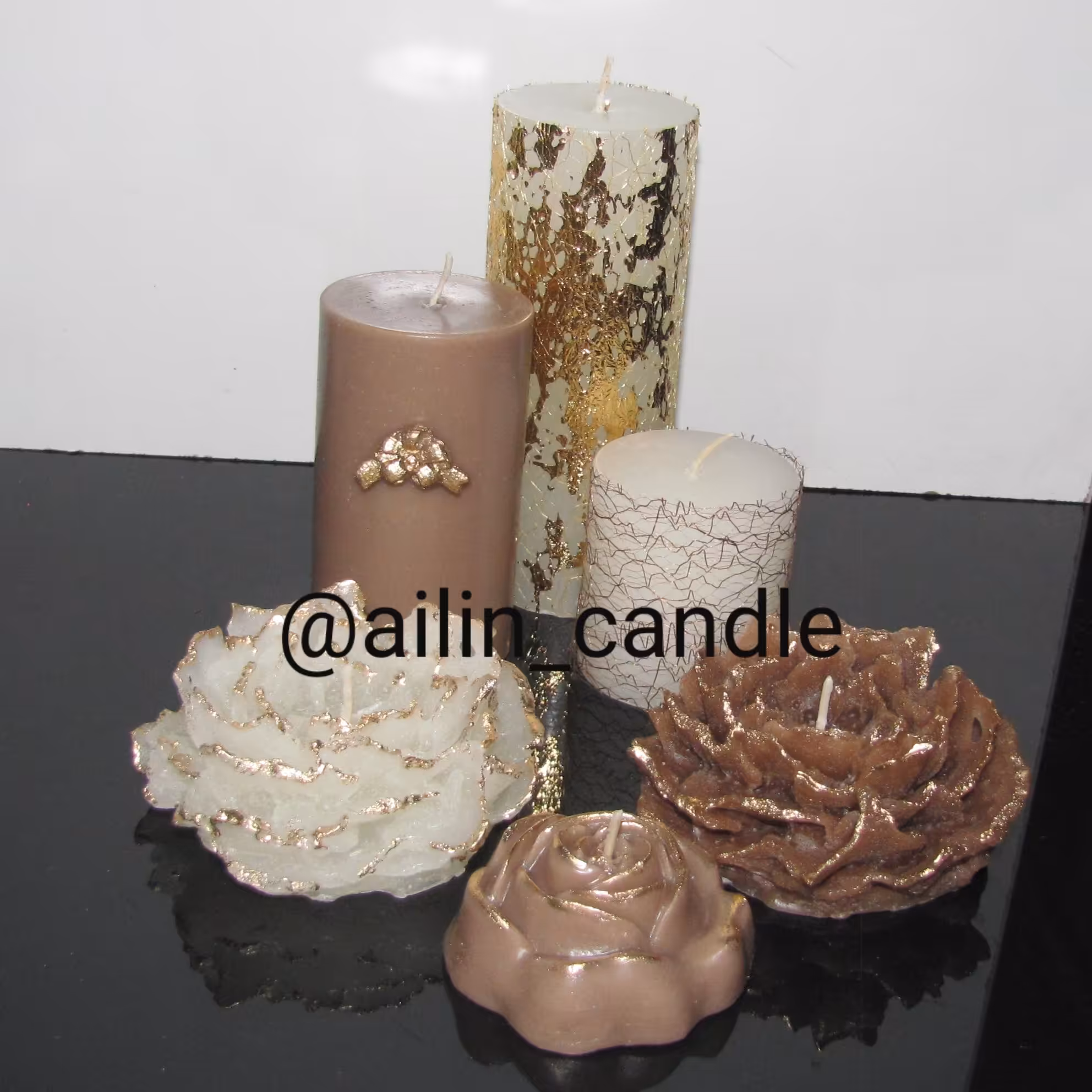 ست شمع قهوه ای طلایی
