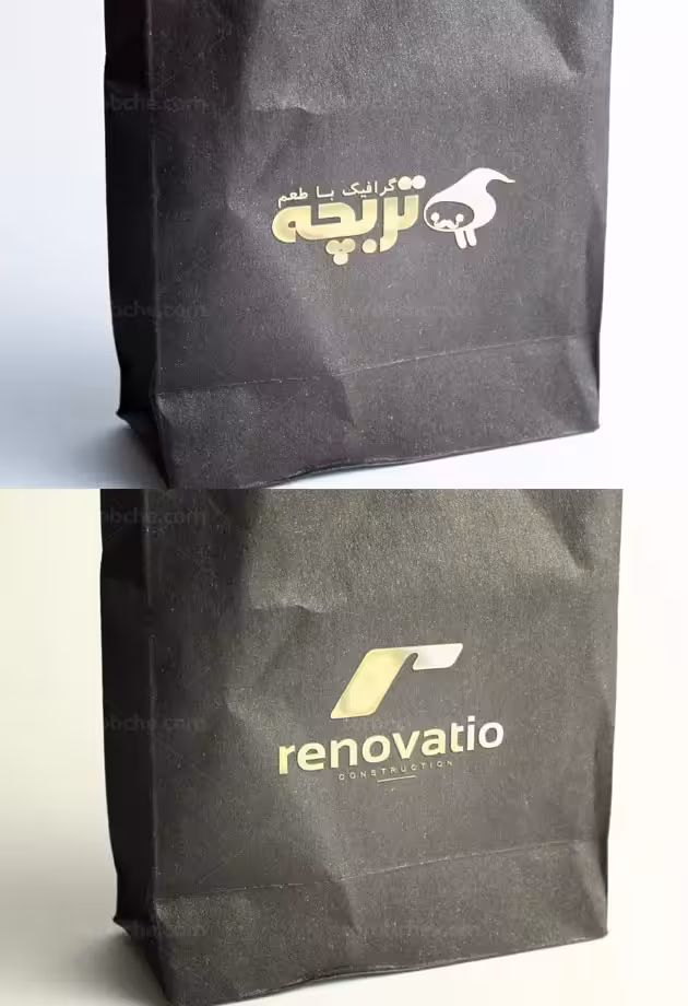 طرح لایه باز موکاپ لوگوی ساک دستی کاغذی - گرافیک با طعم تربچه