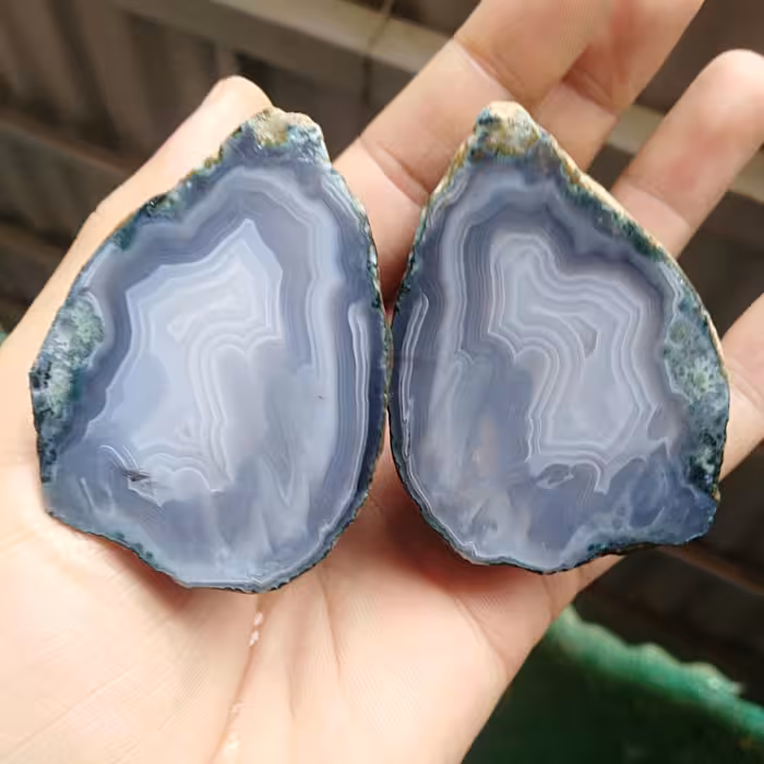 اسلایس دو قطعه عقیق سلیمانی سه بعدی دیدنی