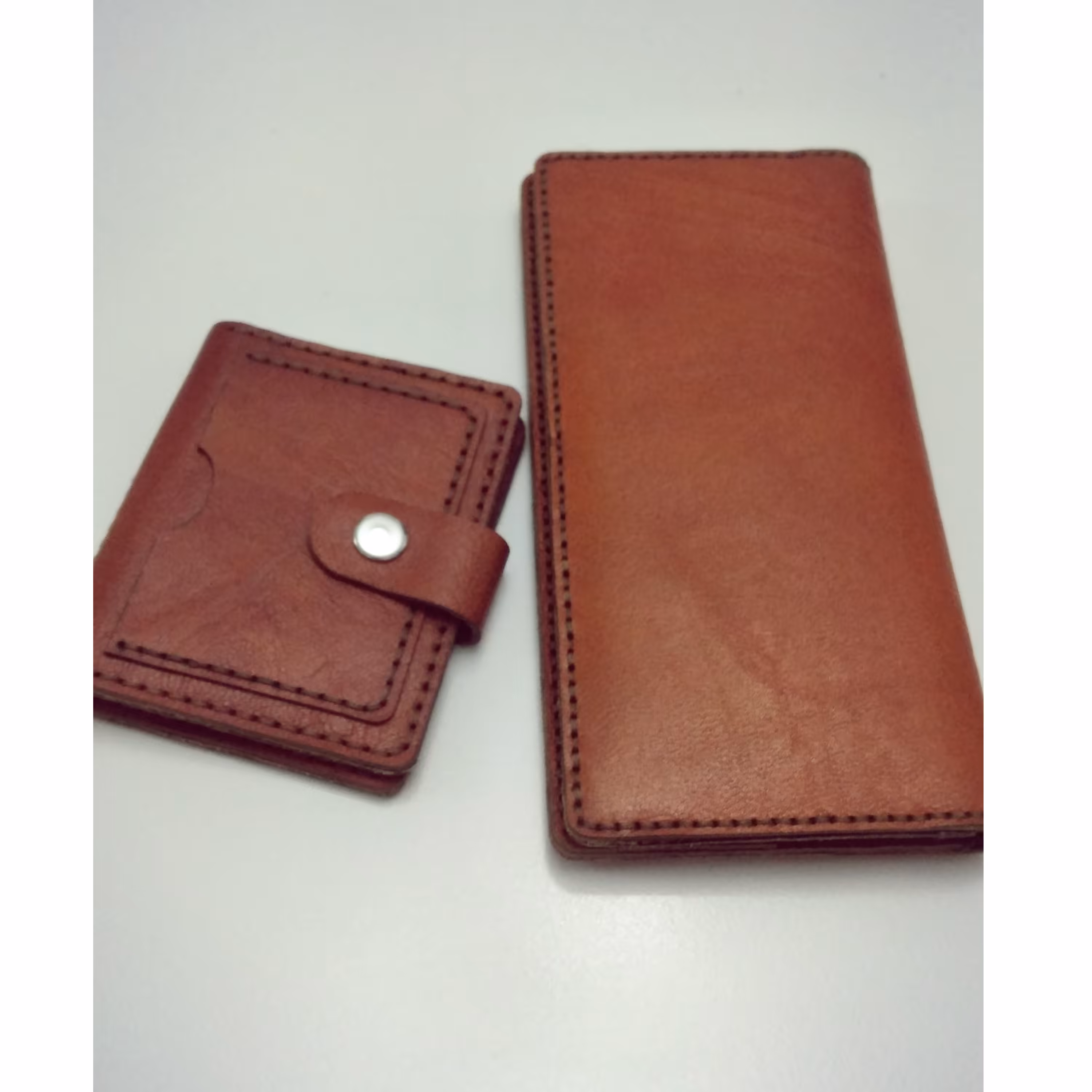 سِت کیف پول و جاکارتی دست دوز چرم طبیعی،کاملا دست دوز