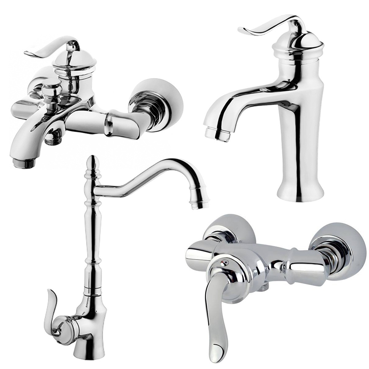 شیرآلات اهرمی 4پارچه مدل بامبو کروم 