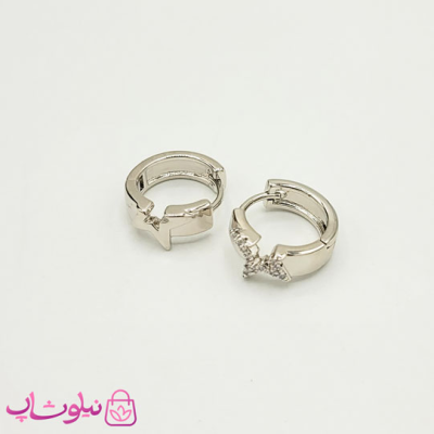 گوشواره حلقه ای دخترانه ژوپینگ طرح ستاره مکمل نقره ای کد 891