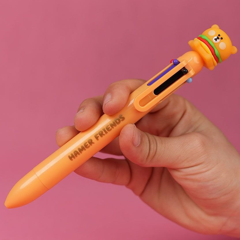خودکار شش رنگ جذاب six-color pen با طرح فست فود  (همبرگر و  فرنچ فرایز )
