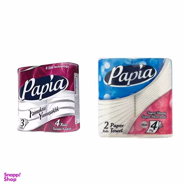 دستمال کاغذی حوله ای و دستمال توالت پاپیا مدل C12 مجموعه 6 عددی