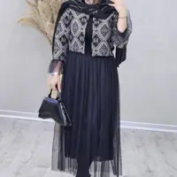 کت و دامن مجلسی تافته و تور آستردار گل بانو (عیدانه)