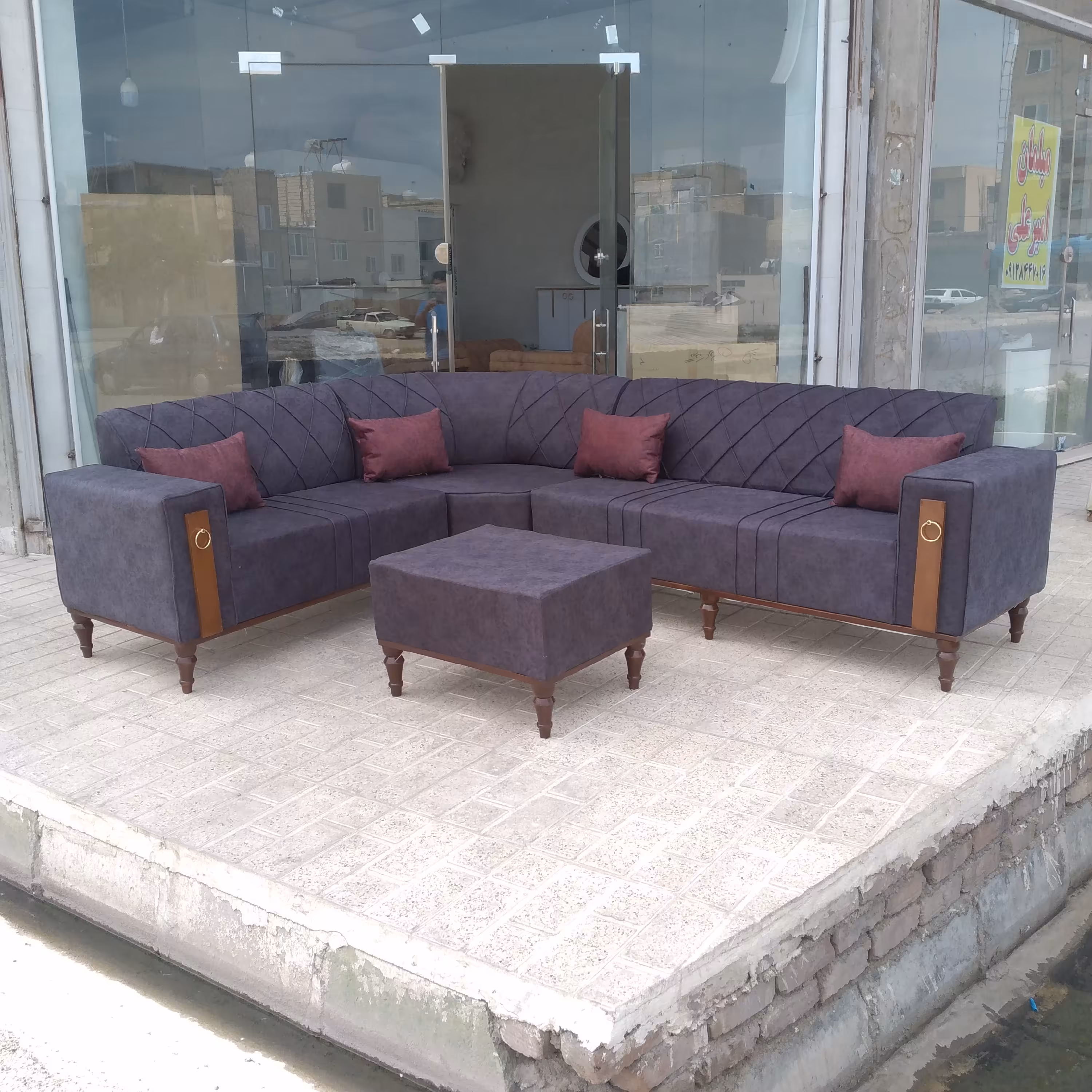 مبل راحتی ال چستر کمجا پایه فلزی و چوبی