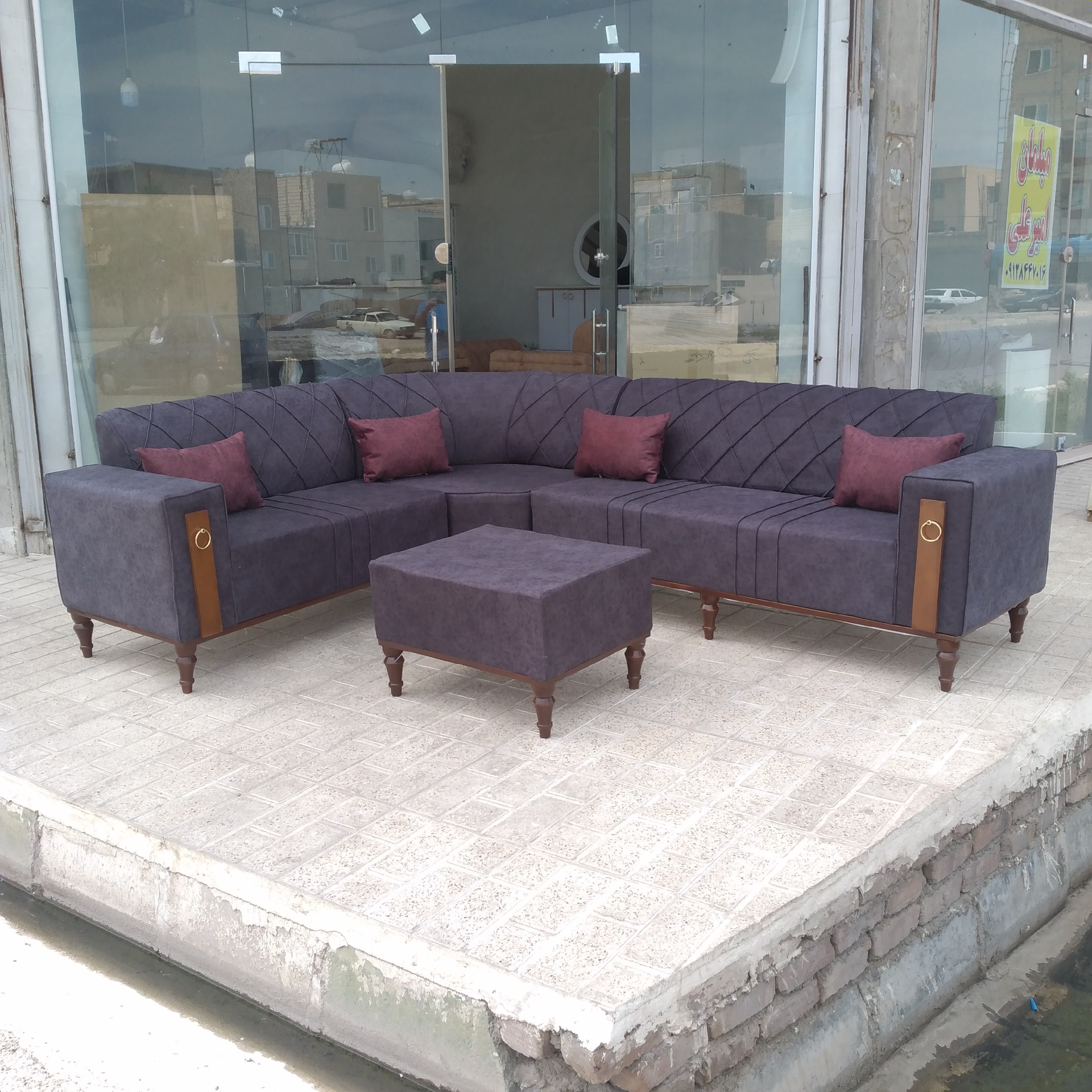 مبل راحتی ال چستر کمجا پایه فلزی و چوبی