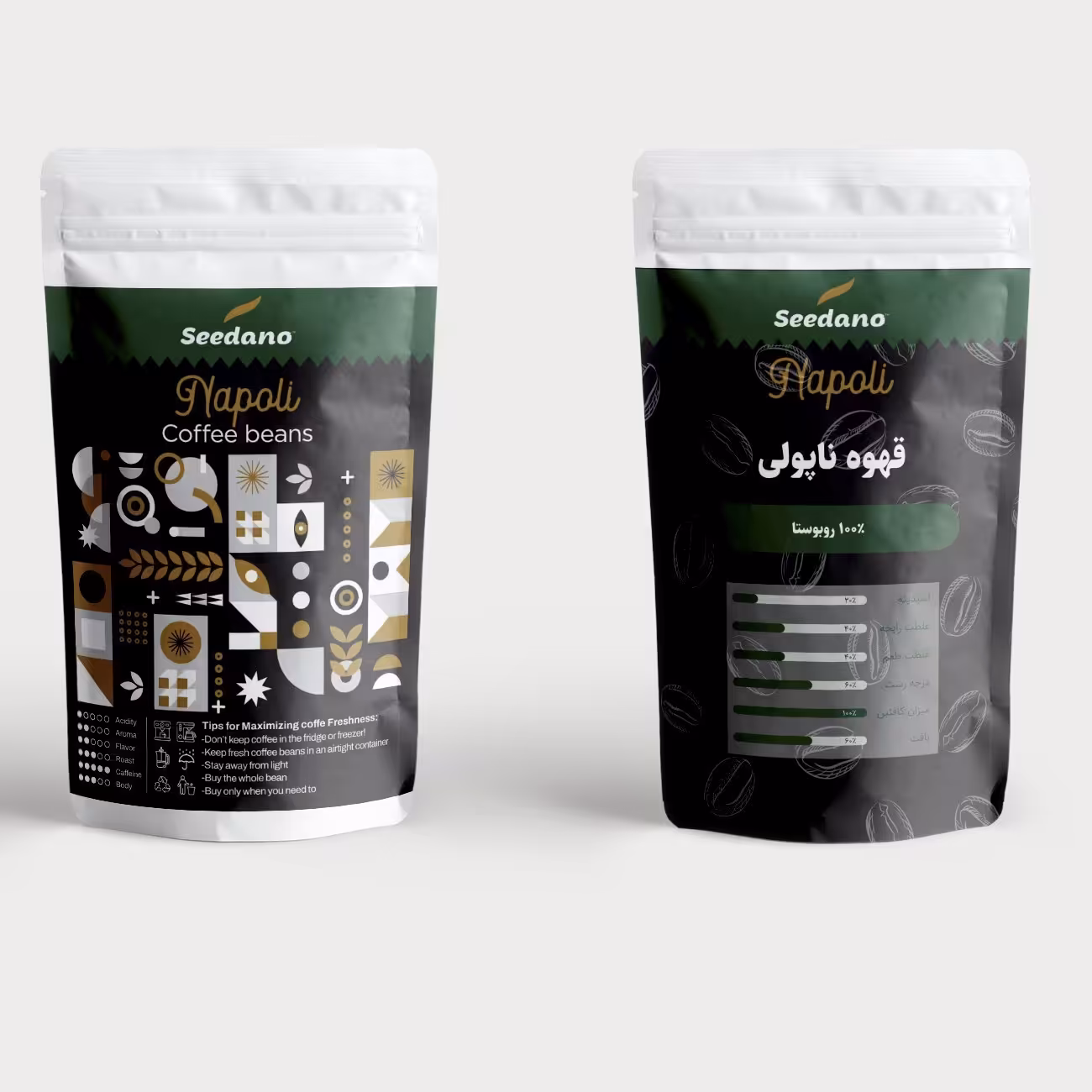 دانه یا پودر قهوه ناپولی سیدانو 500 گرمی (100 درصد روبوستا)