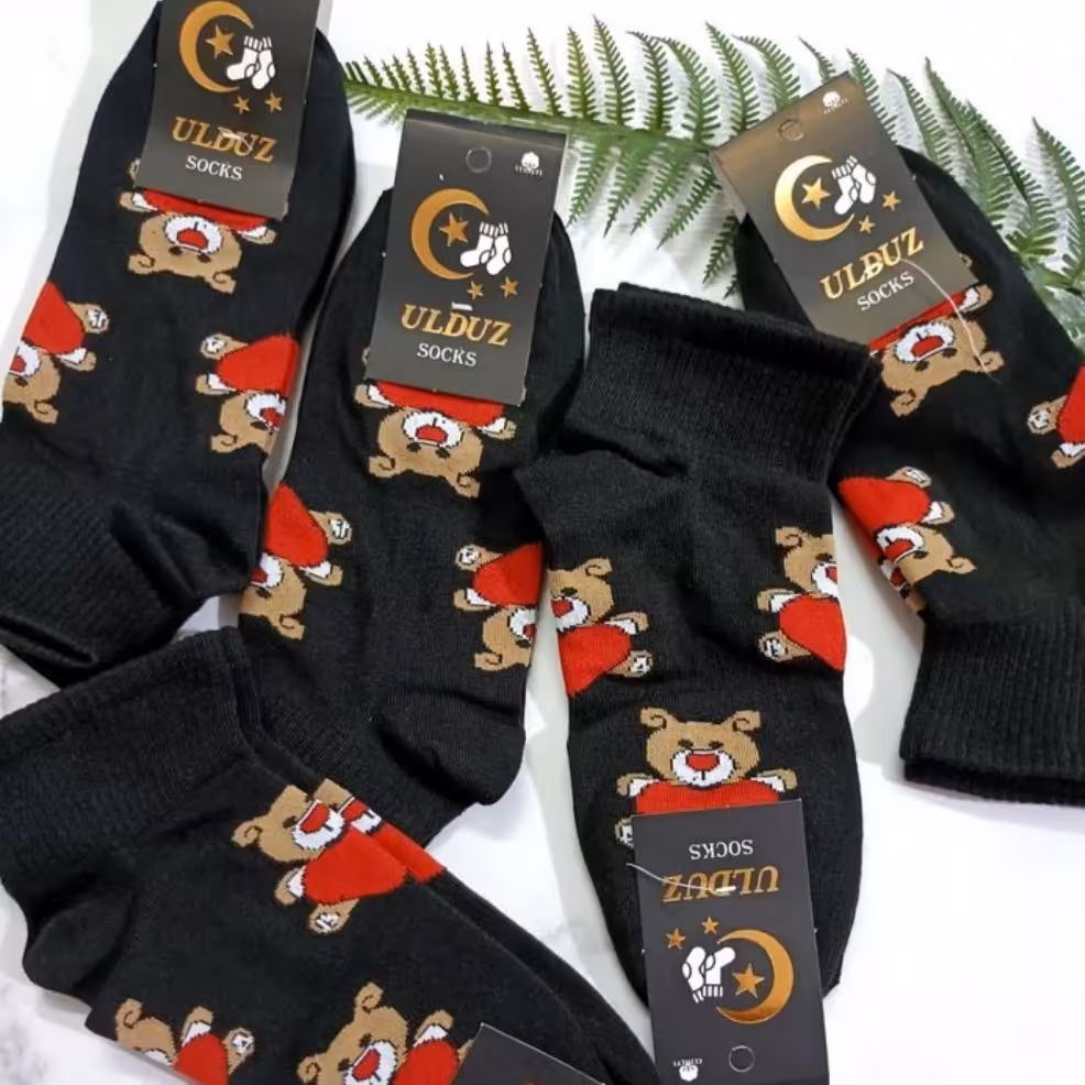 جین 12 تایی جوراب کش انگلیسی تدی قلبی 