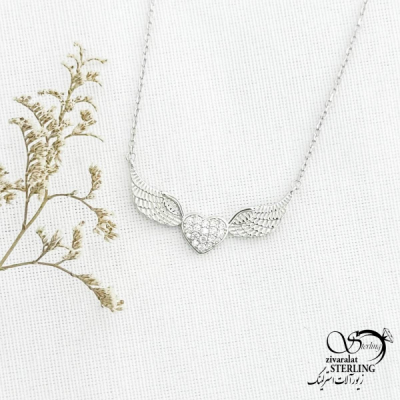 گردنبند نقره قلب (بال فرشته) کد 13678