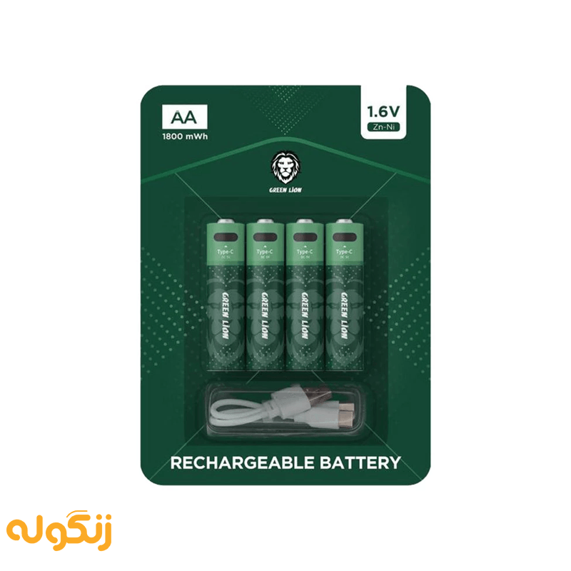 باتری قلمی قابل شارژ گرین لاین مدل GNRGBAA بسته چهار عددی - زنگوله