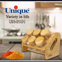 ست جا ادویه 6تایی پایه کج چوبی یونیک کد 6101(ارسال رایگان)