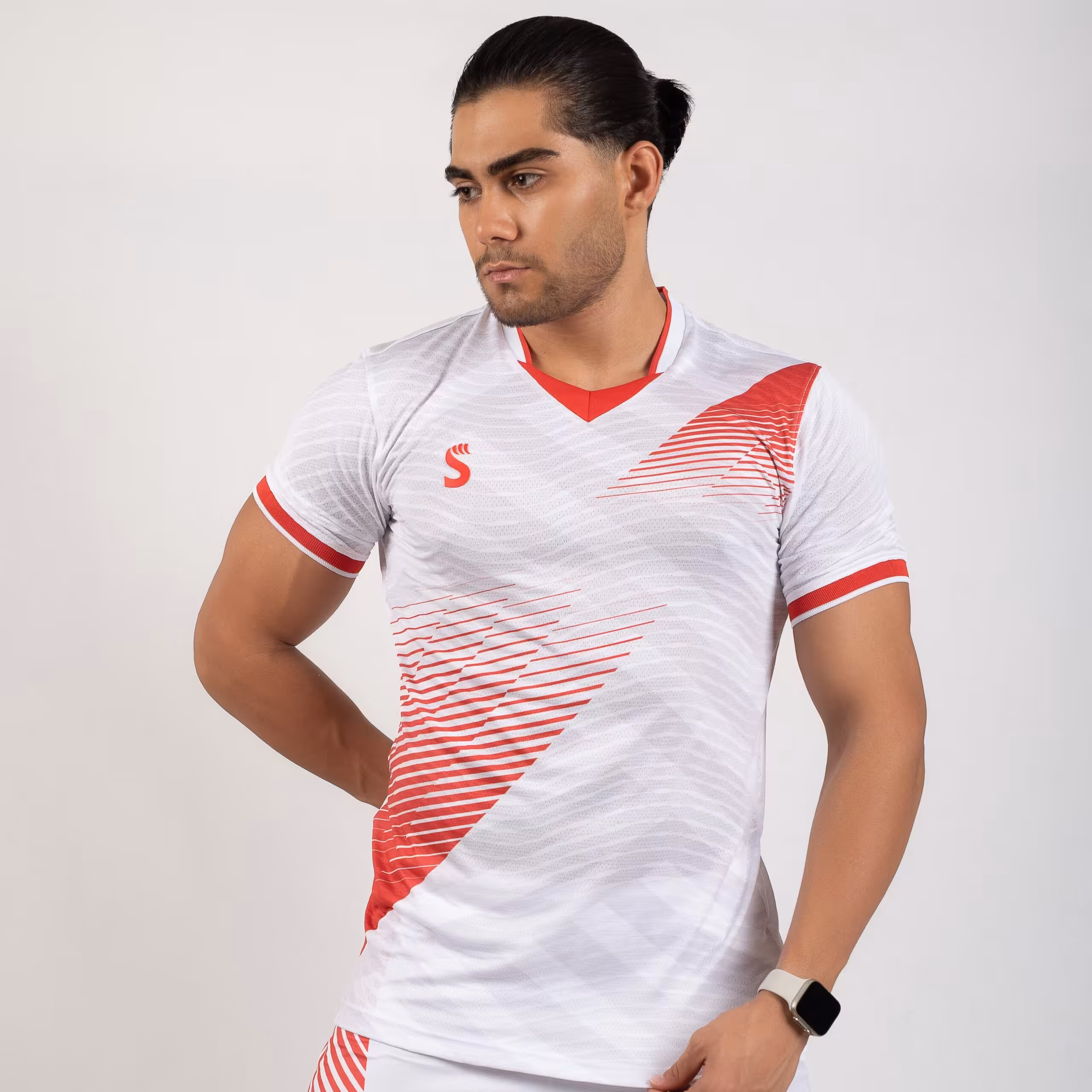 پیراهن شورت مدل تورنادو سفید/قرمز کد 2230 سینا اسپرت