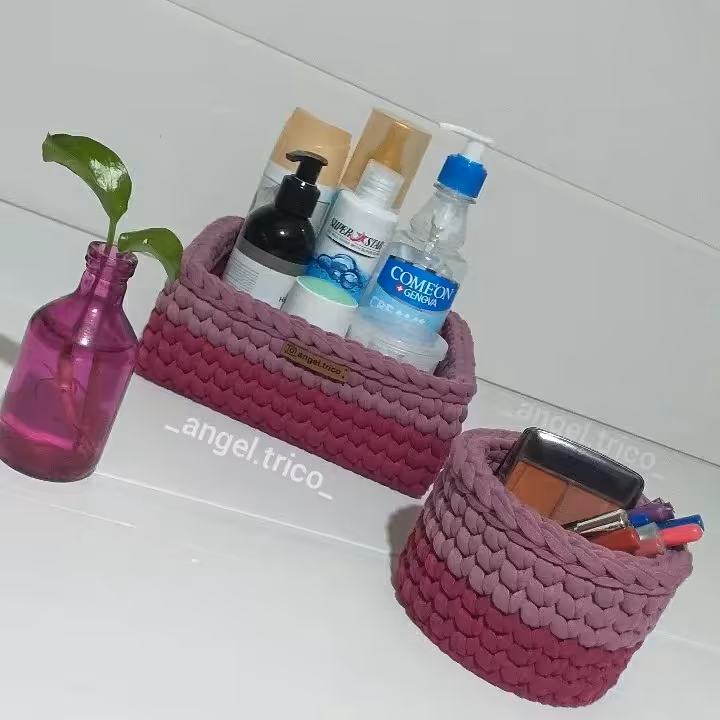 سبد دو تیکه تریکو نظم دهنده میز آرایش