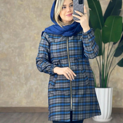 مانتو پشمی بلند کلاه ملانژ