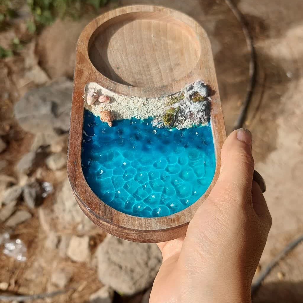 زیرلیوانی چوب و رزین طرح انعکاس