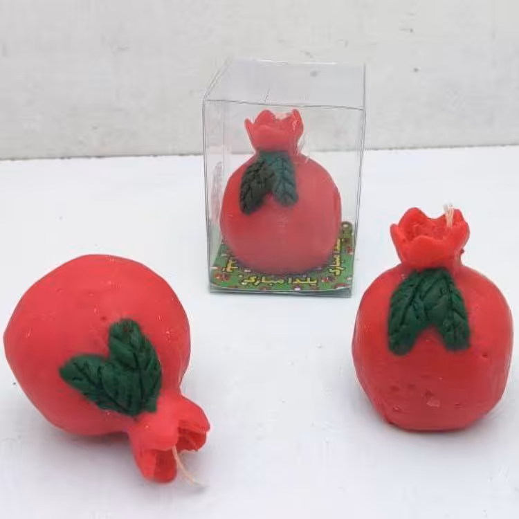 شمع یلدا طرح انار دارای جعبه طلقی