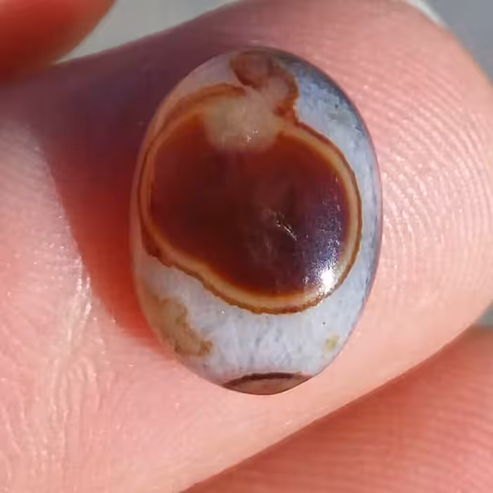 نگین عقیق باباقوری چند چشم موکول دار رحمانی بسیار قوی معدنی محشر 100درصد طبیعی کد 9308