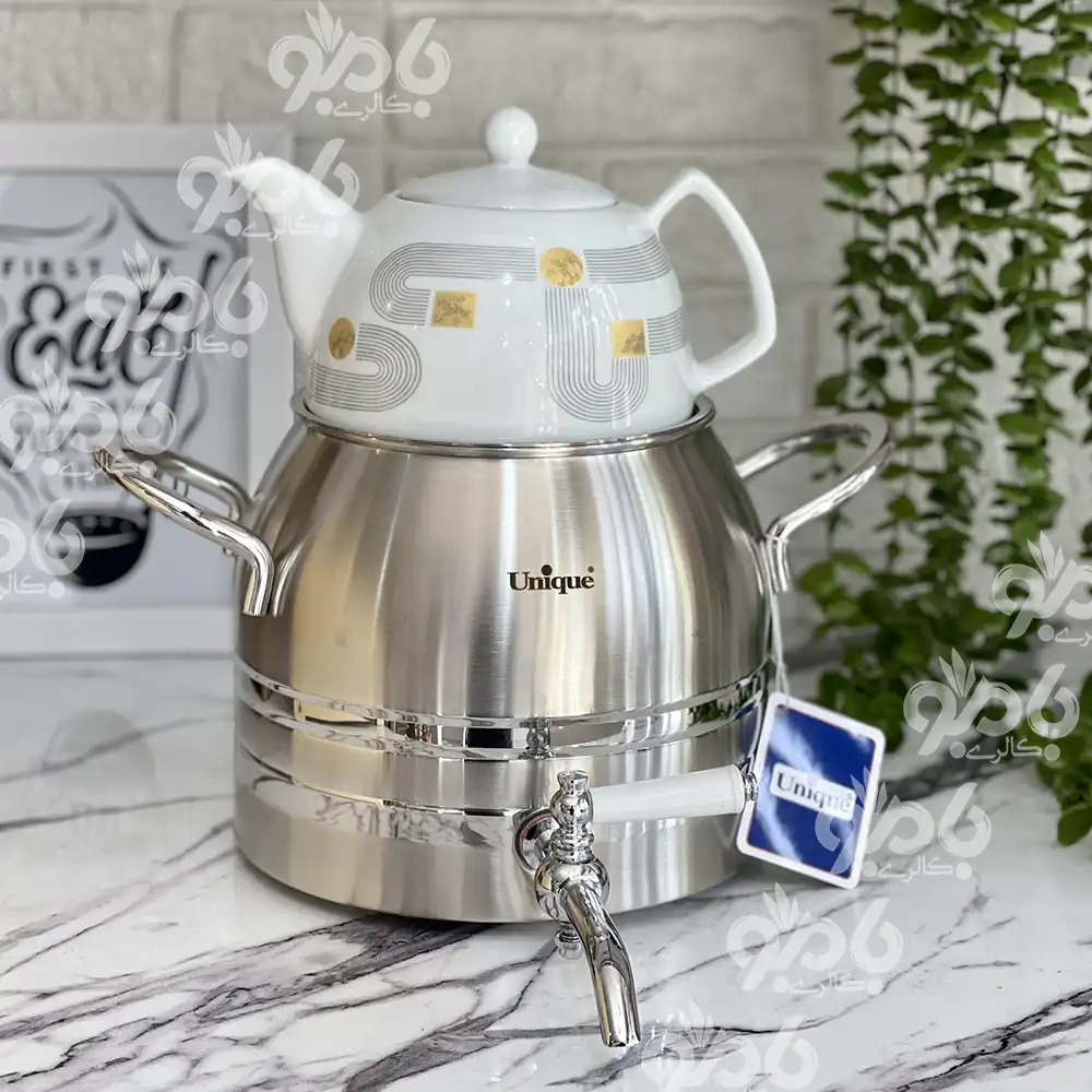 ست کتری و قوری استیل 4 لیتر شیر دار یونیک 7226