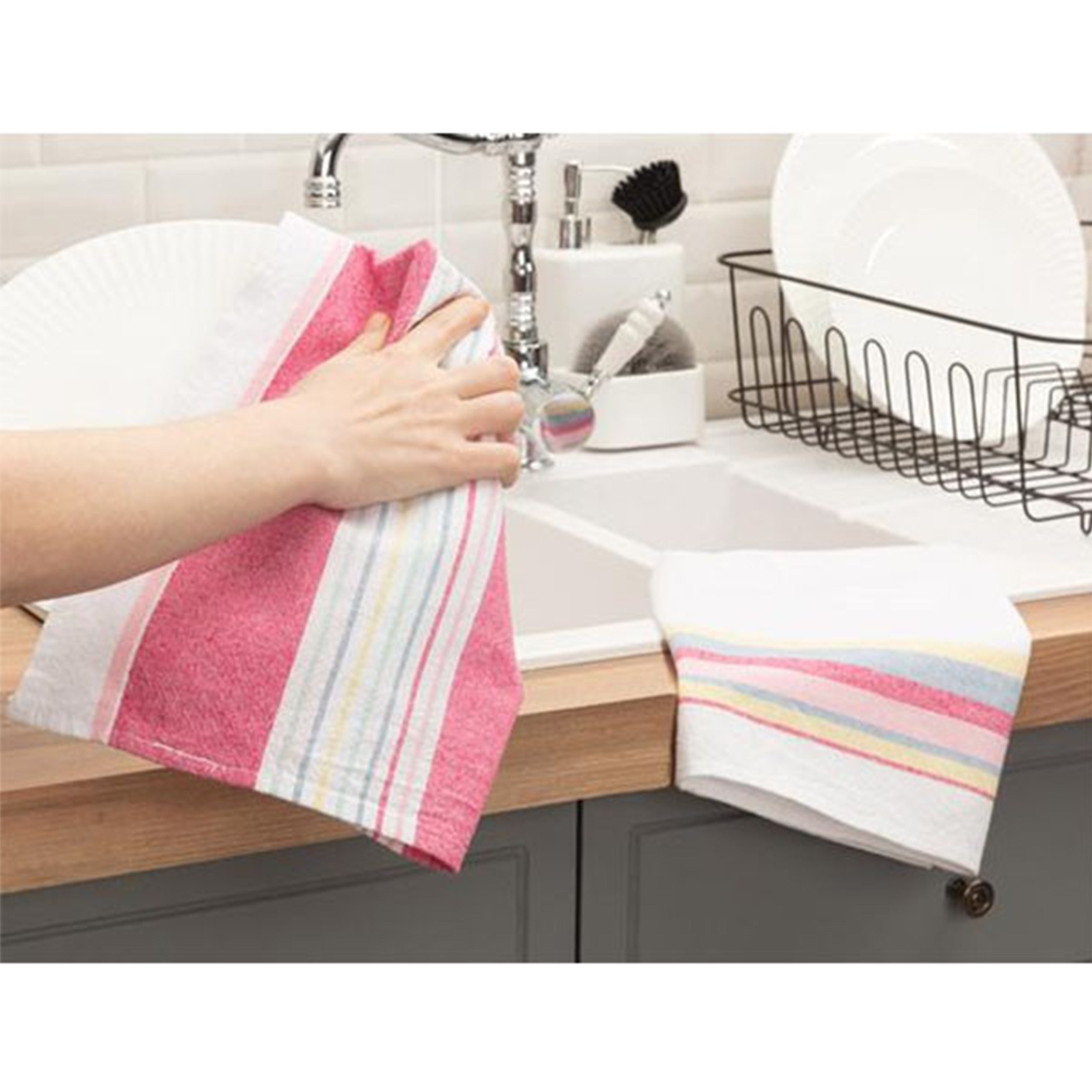 دستمال آشپزخانه مادام کوکو مدل jeanne بسته 2 عددی رنگ قرمز 