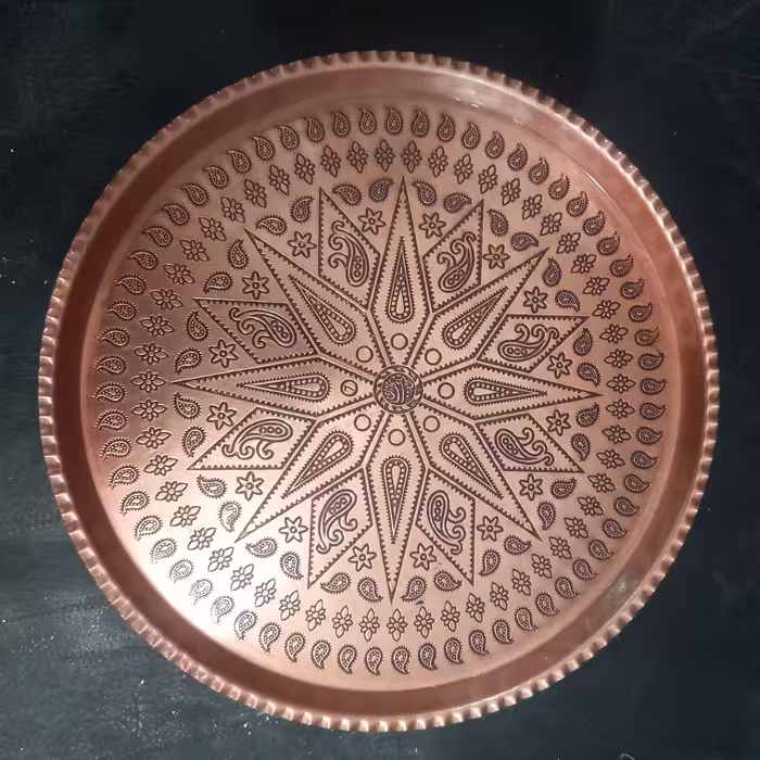 سینی مسی قطر 30 طرح ترمه  نانو شده ارسال رایگان