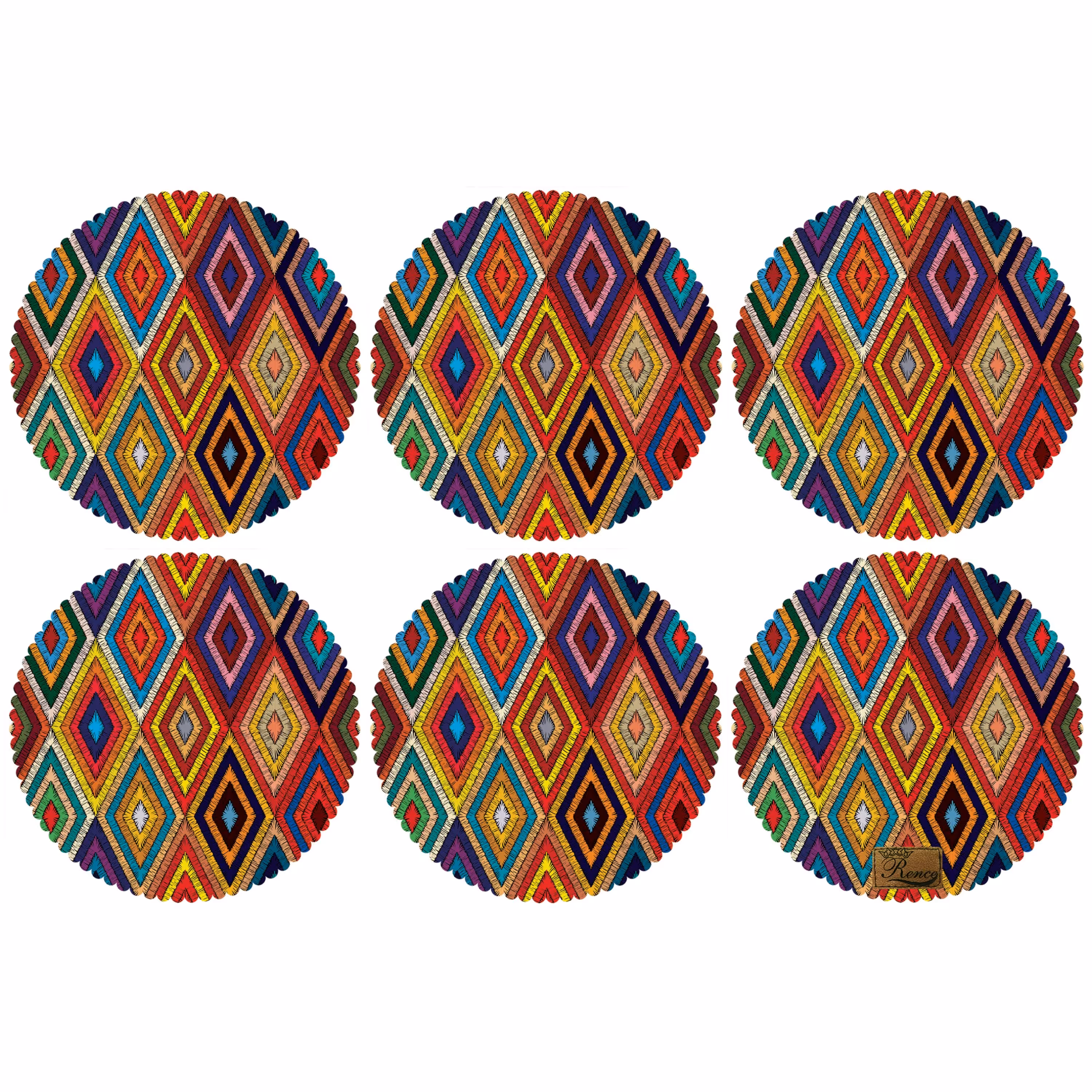 زیر بشقابی دایره ای پارچه مخمل سایز 30 در 30 مدل U2-547 شرکت رنس