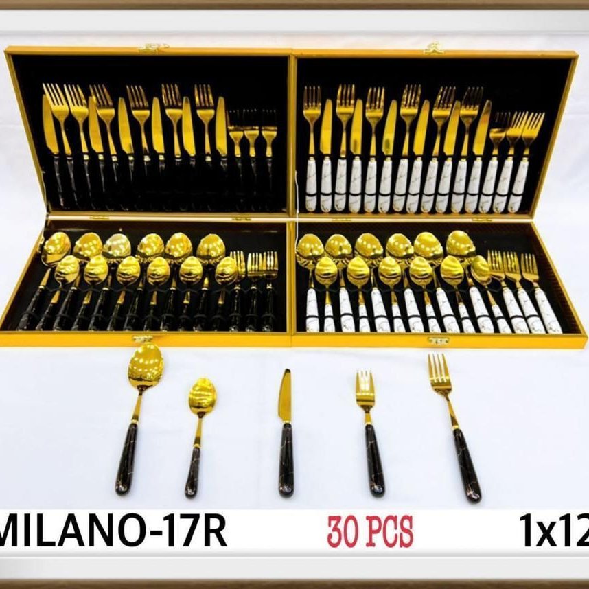 سرویس قاشق چنگال طلایی 30 پارچه چمدانی