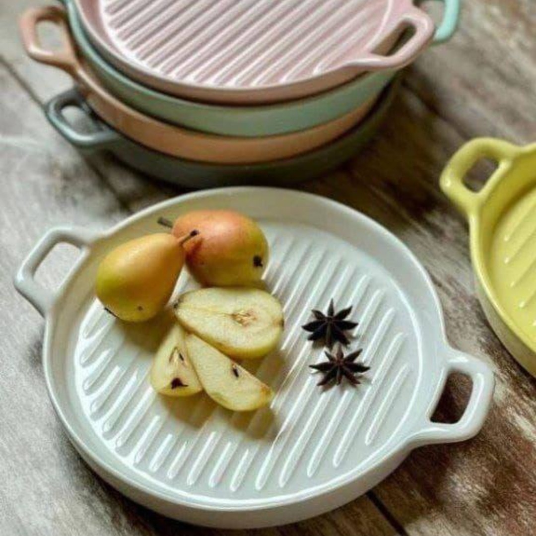 تابه گریل سرامیکی گرد 2 دسته رنگی 