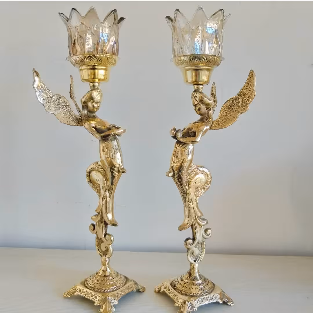 شمعدان طرح فرشته برنز