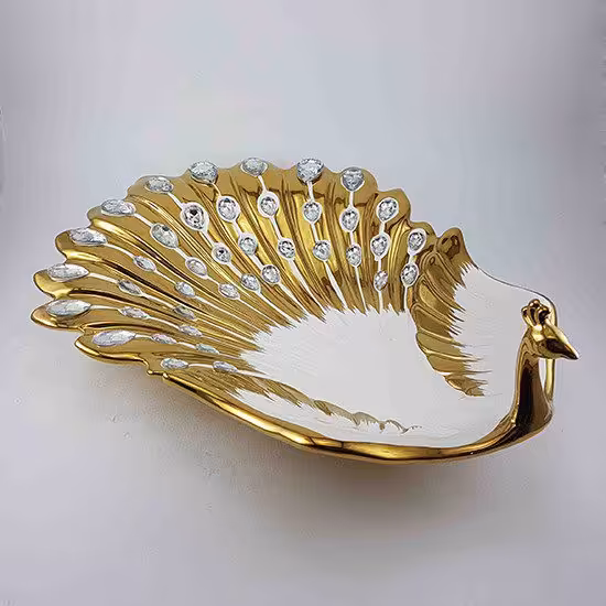 میوه خوری سرامیک طلایی طاووسی یونیک کد 1010