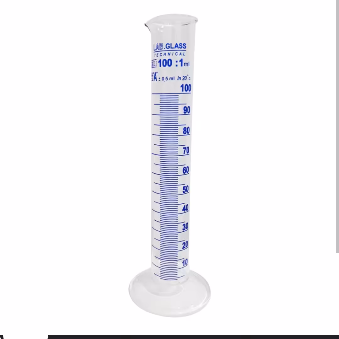 استوانه مدرج آزمایشگاهی پیرکس مدل مزور ظرفیت 100 میلی لیتر 