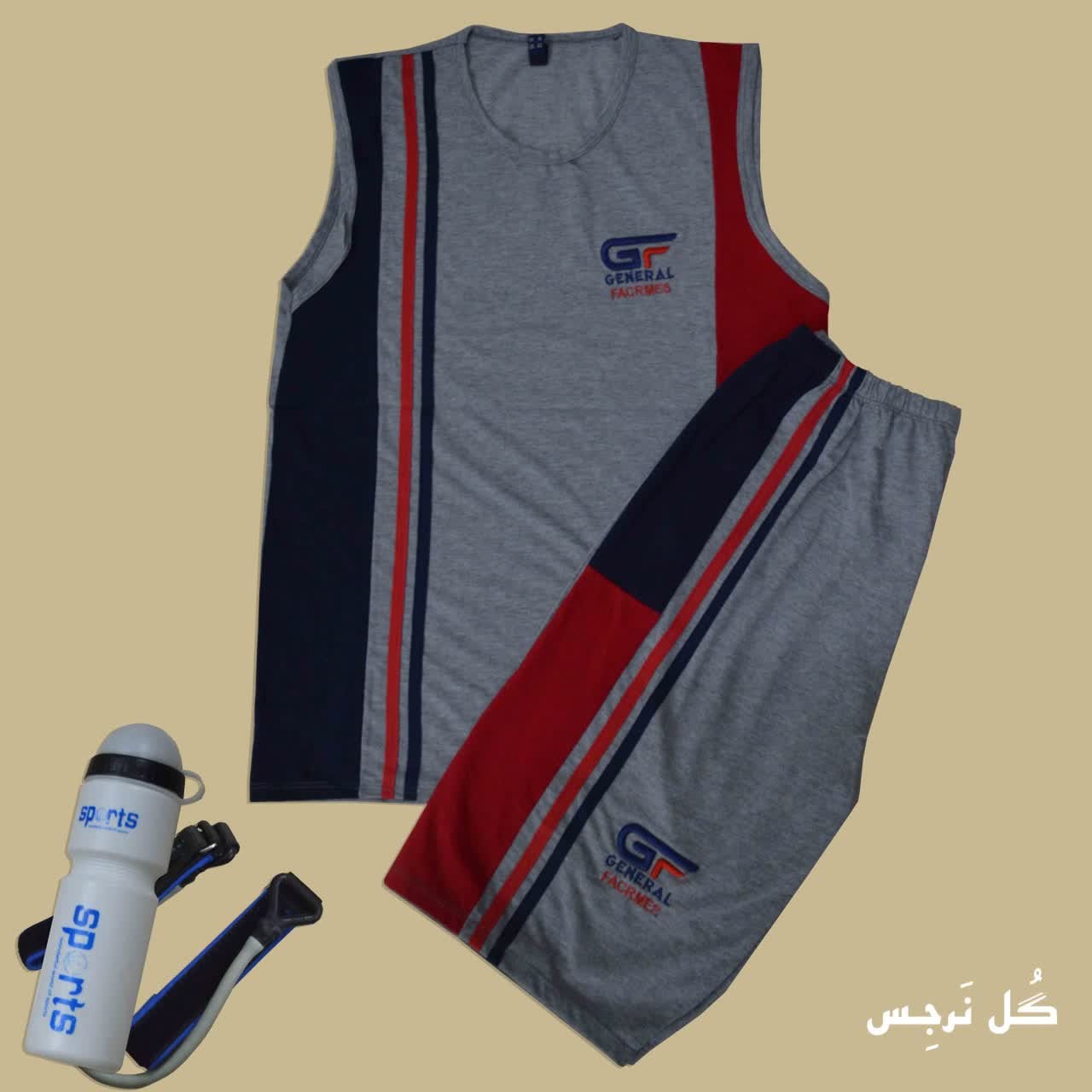 ست تاپ و شلوارک مردانه طرح جنرال سایز ایکس لارج رنگ طوسی