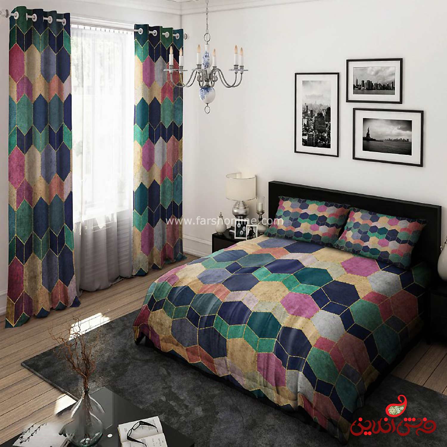 روتختی طرح اشکال هندسی رنگی  کد 15223