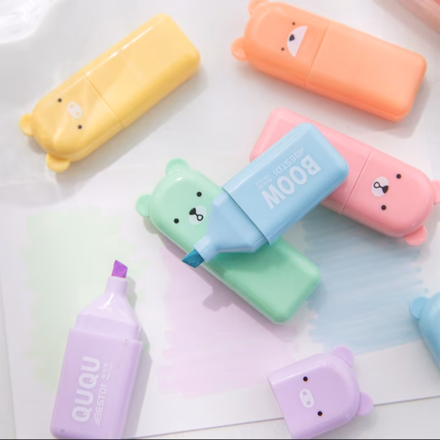 هایلایتر پاستلی خرسی تدی فانتزی 4 رنگ و باکس دار