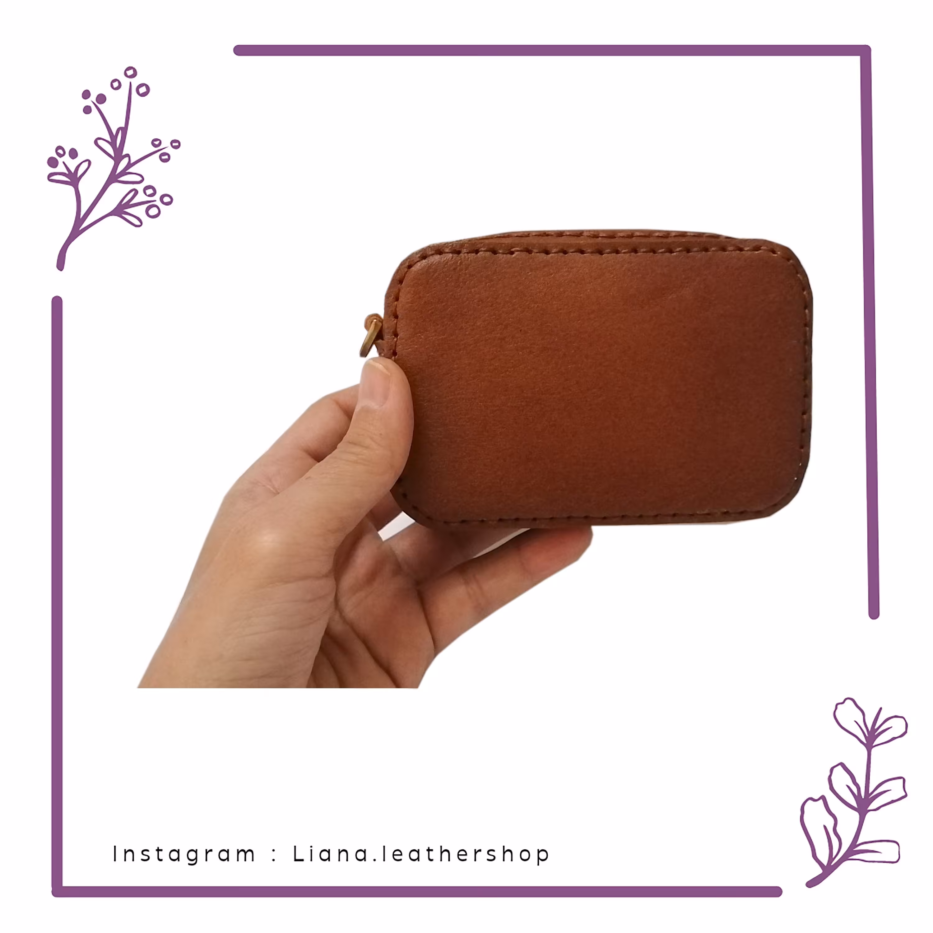 کیف کوچک دم دستی چرم طبیعی ممتاز کاملا دستدوز