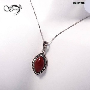 گردنبند نقره با سنگ عقیق کد:1246