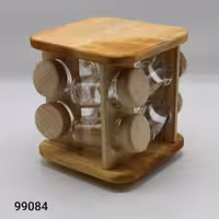 جا ادویه 8 تایی پایه گردان چوب رابروود کد 99081