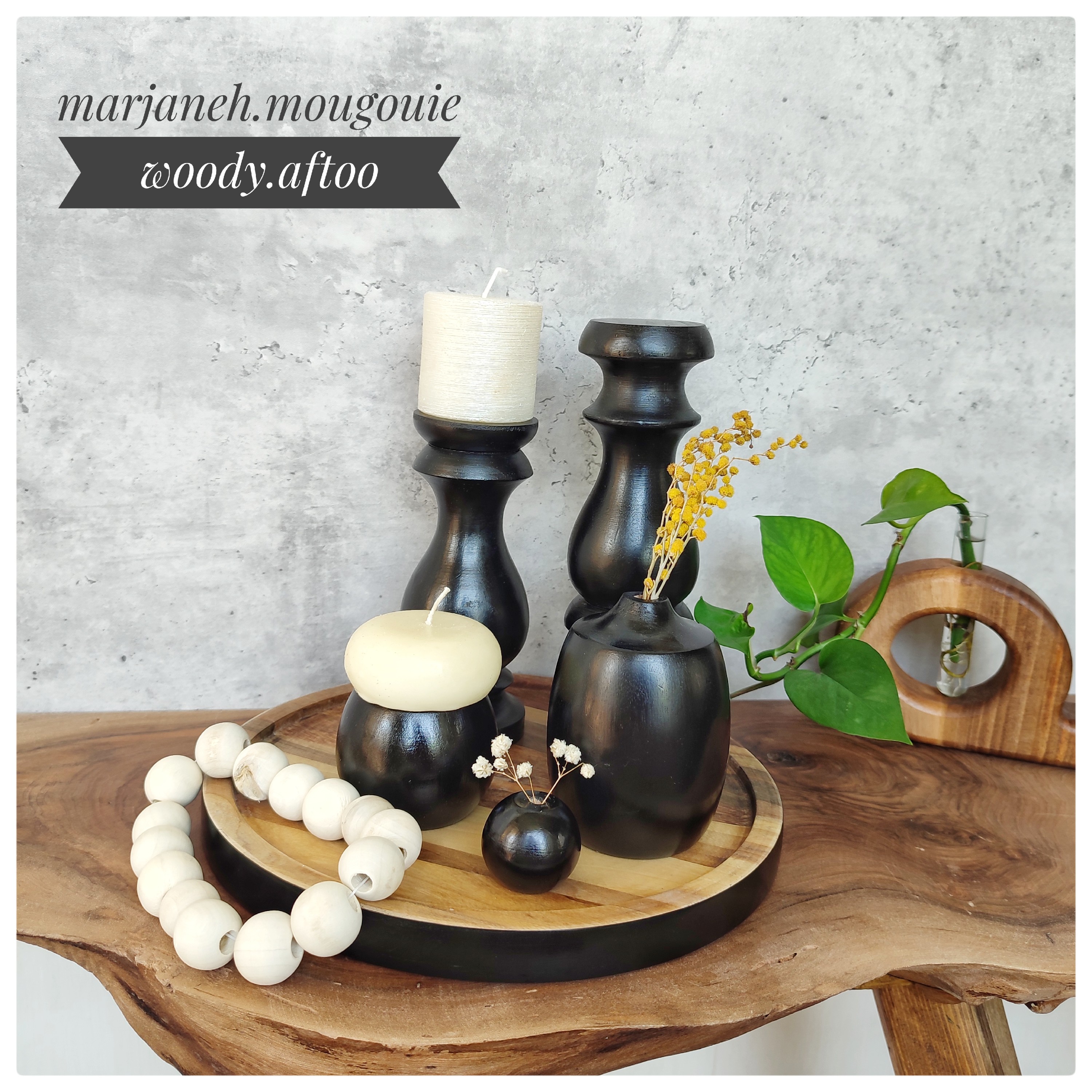 ست دکوری مشکی چوبی