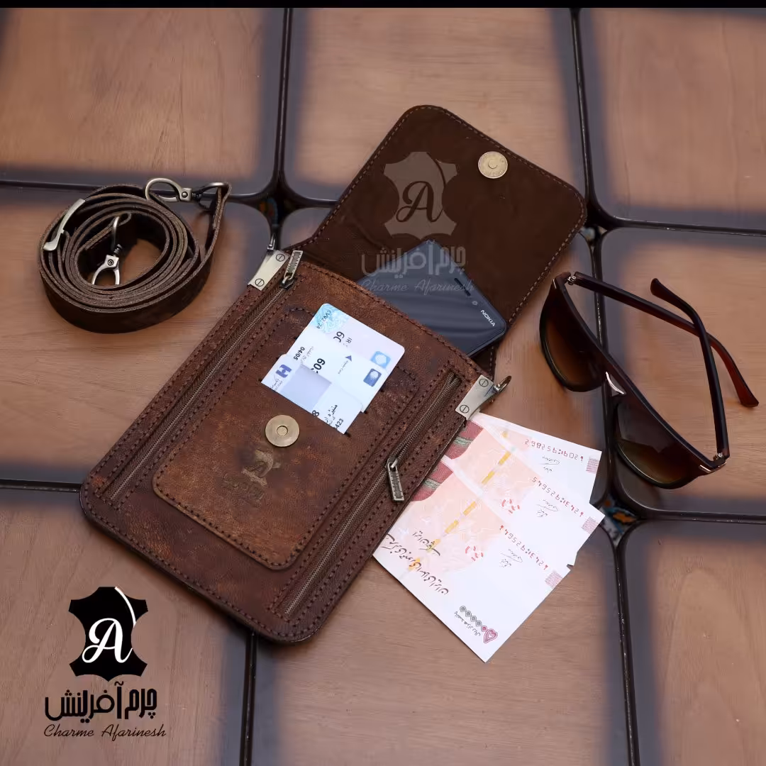 کیف دوشی اسپرت چرم طبیعی دست دوز