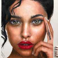 نقاشی مداد رنگی چهره سایز A4