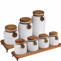 پاسماوری 7 تیکه استند دار بلور گلس برند آوین رنگ سفید 