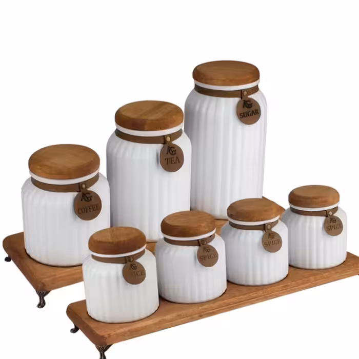 پاسماوری 7 تیکه استند دار بلور گلس برند آوین رنگ سفید 