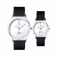 ست ساعت مچی عقربه ای زنانه و مردانه ام جی ام مدل 1001 رنگ استیل صفحه سفید