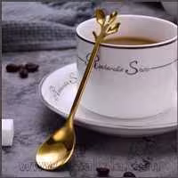 قاشق چایی خوری و دسر طرح برگ طلایی