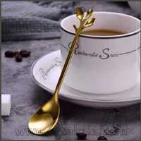 قاشق چایی خوری و دسر طرح برگ طلایی