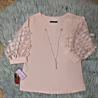 شومیز کرپ حریر آستین پر 